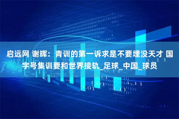启远网 谢晖：青训的第一诉求是不要埋没天才 国字号集训要和世界接轨_足球_中国_球员